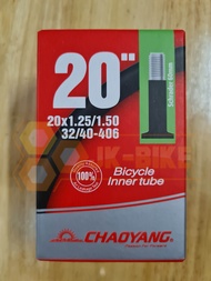 ยางในจักรยาน Chaoyang 20x1.25/1.5 AV จุ๊บใหญ่ (406) 60mm