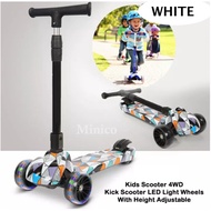 4 Wheels Kids Scooter Children Grafitti Style Kick Scooter LED Light Wheels Adjustable Height With M