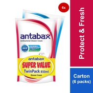 [Carton Deal] Antabax Antibacterial Shower Cream Protect 850ml + Fresh 850ml Twin Pack x6s