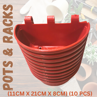 VERTICAL HANGING POT DOUBLE / PASONG PANG SABIT SA DINGDING AT BAKOD/ PREMIUM WALL HANGING POT / Hanging Pots for Plants / Big Pots for Plants on SALE!! (11CM X 21CM X 8CM) (10 PCS / 2PCS) GUARANTEED CHEAPEST AND BEST QUALITY, MURANG MURA!! Red 10pcs