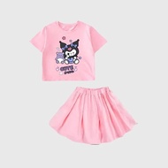 Set Váy Xếp Ly Dành Cho Bé Yêu Hình Kuromi Nơ Xanh Và Gấu Tím Cute Siêu Xinh Chất Vải Thun Cotton