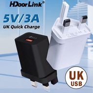 HdoorLink 5V 3A UK Charger Travel Wall Charger Adapter Universal Power Plug Travel Charging Head For