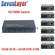 10/100M Fast Ethernet Switch Converter 20KM Ethernet Fiber Optical Media Converter Single Mode 2*RJ45 and 6*SC fiber Port