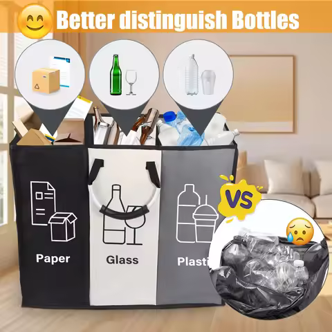 Deposit Bottle Collector Bins with 3 Compartments Recycling Bins Odor-Resistant Recycle Bin Indoor B