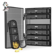 Portable 7-Day Pill Organizer 28-Compartment Weekly Medicine Box AM/PM Daily