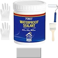 FOBET Waterproof Patch &amp; Seal Liquid, 32 Oz, Grey, Flex Rubber Coating Waterproof Sealant, Multi-Surface Leak Repair Indoor and Outdoor Coating, Easy to Apply, Roof Repair, Basements, Masonry