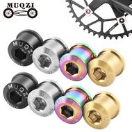 MUQZI 5 Pair TC4 Titanium Alloy Chainring Screws Crank Chain Ring Bolts For MTB Road BMX Bike Single Double Chainring Bolt