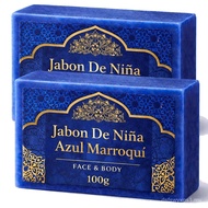 Jabon De Niña Azul Marroquí – Moroccan Blue Nila Soap for Face & Body, 100g Handmade Bar, Gentle  wi