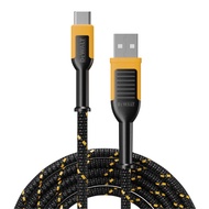 DEWALT Type C to USB Cable — Reinforced Braided Cable for USB to USB-C — Type C Fast Charging USB-C