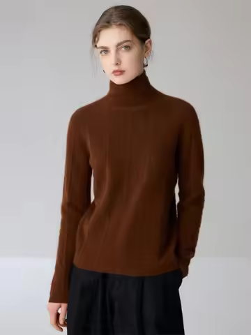 VERVE VESTA 100% Cashmere Sweater Women Textured Turtleneck Soft Warm Pullover Luxury Knitwear Fall 