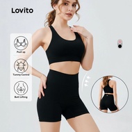 Lovito Sporty Sports Set Push Up Tummy Control Butt Lifting Yoga High Waist pants Sports Set for Wom