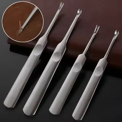 4pcs U+V Shaped Leather Stitching Skiving Handmade Groover Punching Tool Kit Leathercraft Hole Punch