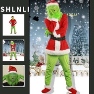 Children's Christmas Green Haired Monster Grinch Costume Boys' Fun Mask Headset Party Costume