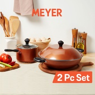 2pc Set - Meyer Bronze Nonstick Induction 16cm Saucepan and 30cm Wok
