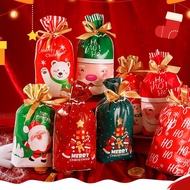 5/10pcs Christmas Gift Bag Christmas Candy Bag Ribbon Drawstring Pocket Present Bags