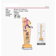 ACRYLIC FOOTBALL TROPHY | Football Award | Acrylic + Crystal + Wood Base | Sports Trophy