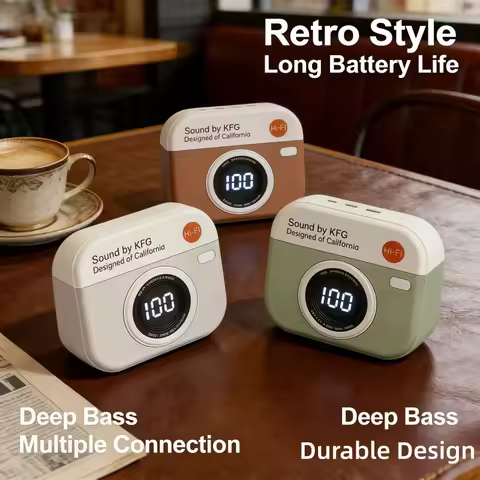 Q86 TWS Wireless Bluetooth Earbuds HiFi Stereo Sound Sport Headset Retro Camera Design Earphones for