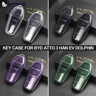 QUENNA Car 4 Buttons Key Case Soft TPU Remote Control Protect Cover Auto Accessories For BYD Atto 3 