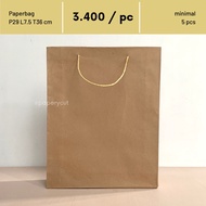 Paperbag Plain Brown Kraft Paper Bag Goodie Bag P29 L7.5 H36 cm