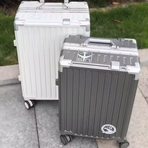 2025 New 20-inch Suitcase Aluminum Frame Lockable Rolling Luggage 28-inch Zipper Travel Suitcase
