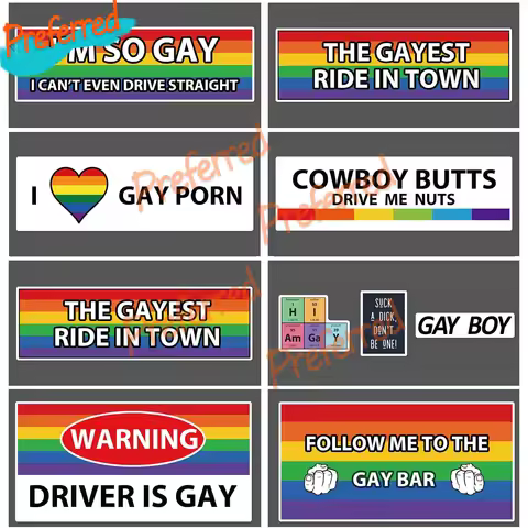 Original Funny Gay LGBT Prank Bumper Stickers for Truck,Cars,Vehicle or Luggage