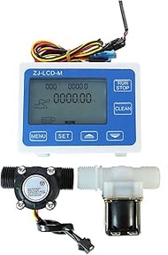 Flow Meter, DN15 Digital Display Flow Quantitative Controller 1/2inch Water Flow Sensor Solenoid Val