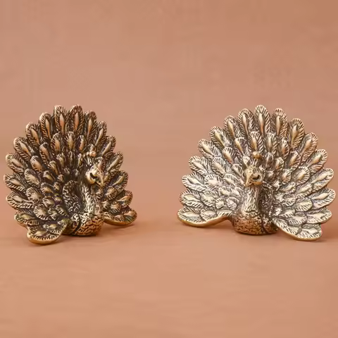 Peacock Statue Bookshelf Decoration Desktop Best Gift Cabinet Animal Collection Brass Crafts Sculptu