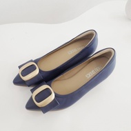 Choushoes รองเท้าหนังแกะ รุ่น Kimber ทรง Kitten ความสูง 1 นิ้วรองเท้าหัวแหลมส้นไม้ น้ำหนักเบา ดีไซน