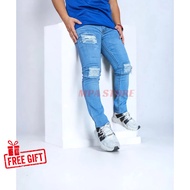 Jeans Koyak CK / Seluar Koyak Kain Getah Memeri / Ripped Jeans Stylo / Casual Jeans / Fitted Jeans /