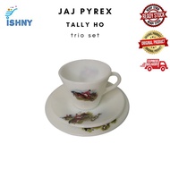 [Preloved] HTF JAJ Vintage Pyrex Tally Ho trio set (cup saucer side plate)