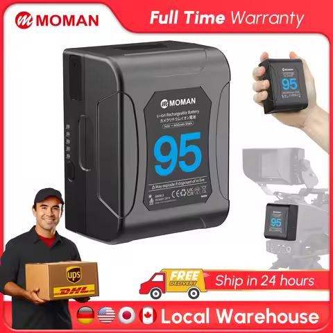 Moman Power 95 Small V-Lock Battery 95 Wh 6450 mAh 14.8 V with 2 x D-TAP/USB-A/BP Output, Small Port