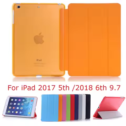 Slim Coque for iPad 2018 2017 9.7 iPad 5 6th Case Flip A1822 A1893 Stand Transparent PVC Stand Funda