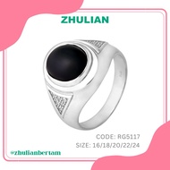 ZHULIAN Rhodium Plated 925 Silver Ring for Men Cincin Nikah/Tunang Lelaki