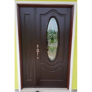 Pintu Kayu Cermin Depan Rumah Solid Wooden Door Tempered Glass Factory Price (Tidak Termasuk Cat/Syelek)