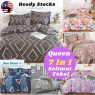 🙀READY STOCK/ 7 IN 1 SET QUEEN SIZE WITH COMFORTER/SELIMUT TEBAL/ CADAR / FITTED BEDSHEET/MODERN DES