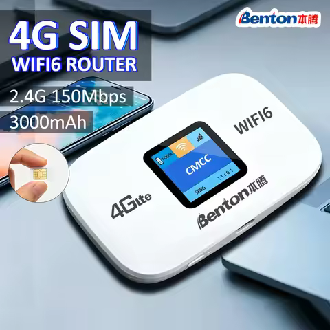 Benton M126T Unlocked 3000mAh WiFi6 4G SIM Router Portable Travel Router USB 4G LTE Router for Asia 