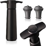 Vacu Vin Wine Saver Pump with 2 x Vacuum Bottle Stoppers - Black (09814606) 3w x 5h