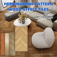 French-style vintage living room fishbone wood grain tiles, natural wood look imitation wood floor t