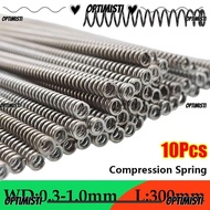 OPTIMISTI8E 10Pcs Long Coil Spring, 0.3 0.4 0.5 0.6 0.7 0.8 1mm 65Mn Spring Steel Compression Spring