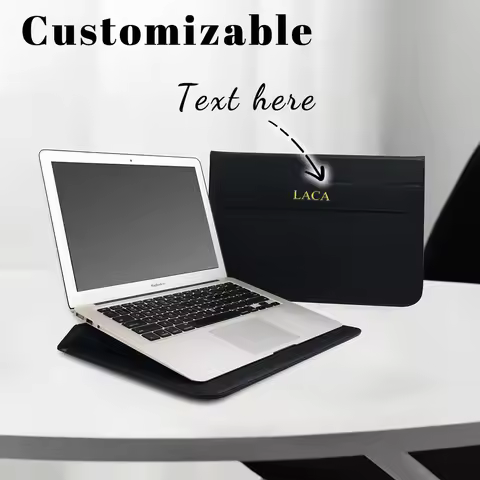 Customized name PU leather men's and women's laptop case bag 13/15 English computer stand computer b