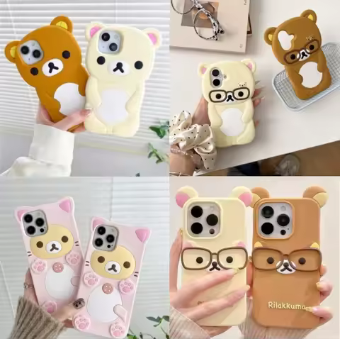 For iPhone 16 15 14 Plus 13 12 Pro Max 11 X Xs Max 7 8 SE 6s 5s Phone Case 3D Cartoon Glasses Rilakk