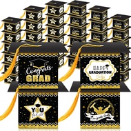 10pcs Graduation Party Favors Gold Glitter Grad Cap Candy Boxes 2023 Decorations Graduation Gift Box Chocolate Box for Graduation Party Supplies