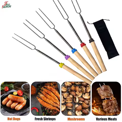 Marshmallow Roasting Sticks Smores Kit for Fire Pit Long-Marshmallow Roasting Kit Hot Fork Campfire 