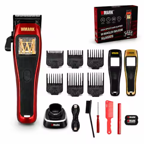 WMARK NG-X1 Red Professional Hair Clippers 10000RPM Vector Motor DLC Fade Blade Cordless Barber Clip
