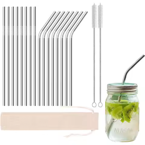 4-16Pcs Stainless Steel Straws, Reusable Replacement Metal Straws for 20 OZ Yeti Tumbler,Tervis, Mas