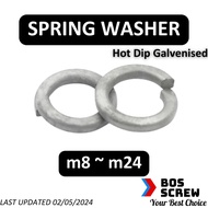 HDG Spring Washer m8 ~ m24 (Hot Dip Galvanised) (1 Pieces) DIN 125B Steel Plain Washer, Grey Colour,