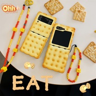 For Galaxy Z Flip 7 Creative Simulated Biscuit With Chain Case For Samsung  ZFlip 6 5 4 5G Z flip3 C