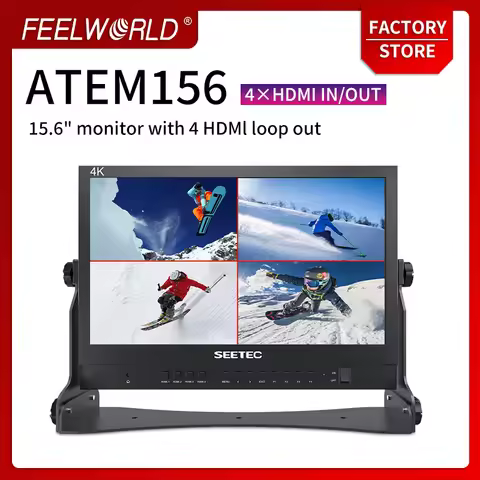 SEETEC ATEM156 15.6 Inch Live Streaming Broadcast Director Monitor with 4 HDMI Input Output Quad Spl
