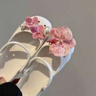 5pcs Women's Crock Ballet Flat Charms, Flower Crystal Faux Pearl Cute Shoe Decorations, Suitable For