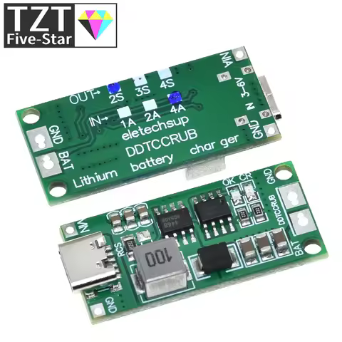 1/5PCS Type C BMS 2S 3S 4S 1A 2A 4A 18650 Lithium Battery Charger Board USB C Step-up Boost Module F